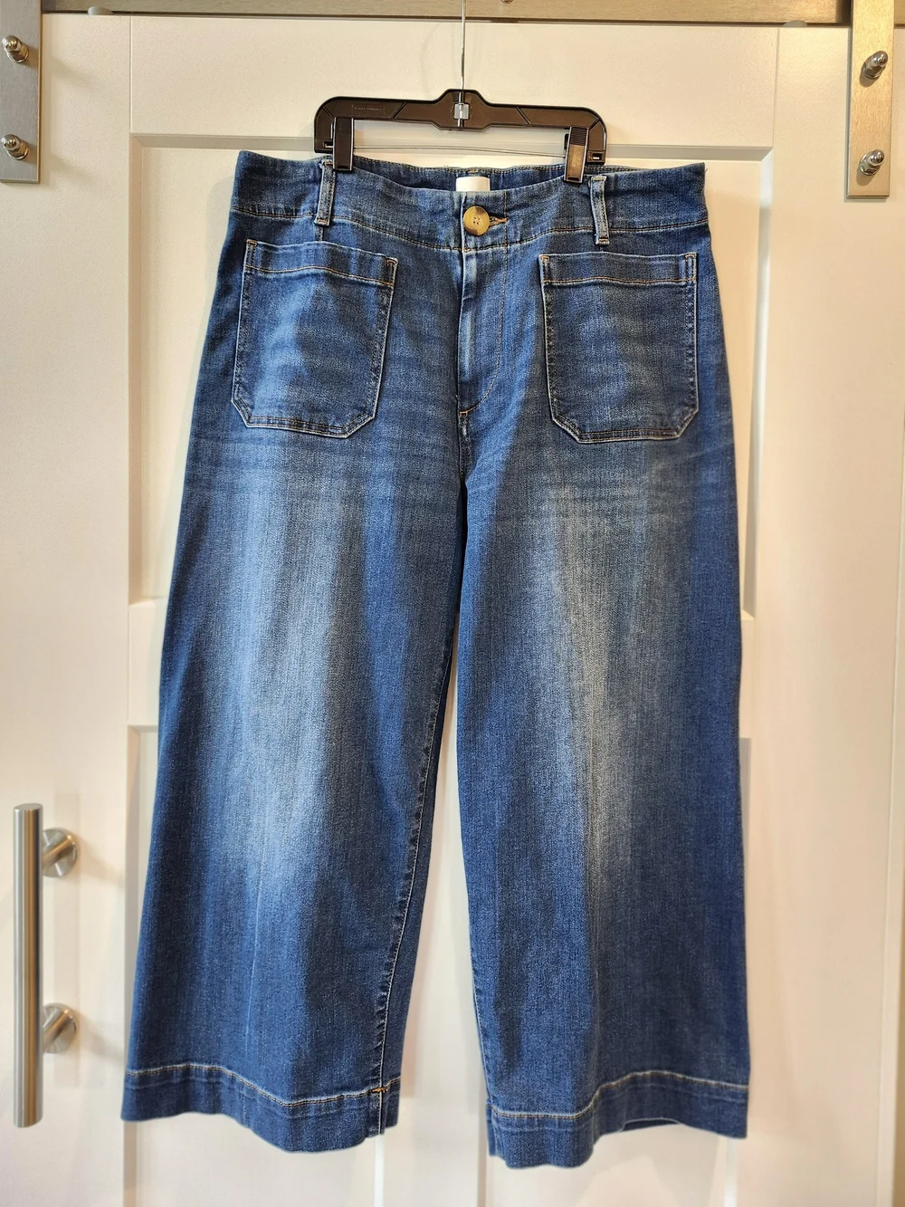 Anthropologie Indigo Cropped Wide-Leg Jeans - Picture 2 of 4